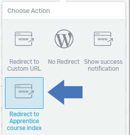 how to redirect to thrive apprentice course index page when users log in