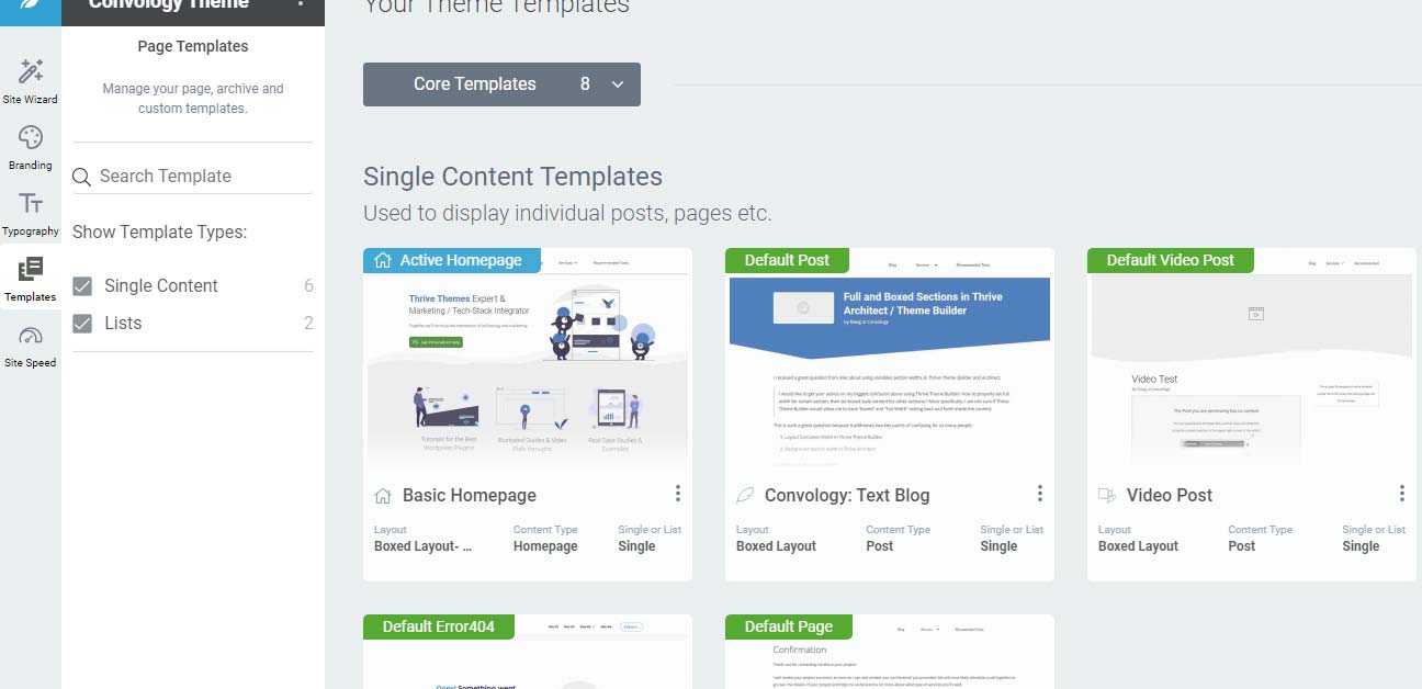 Thrive Theme Builder page Templates